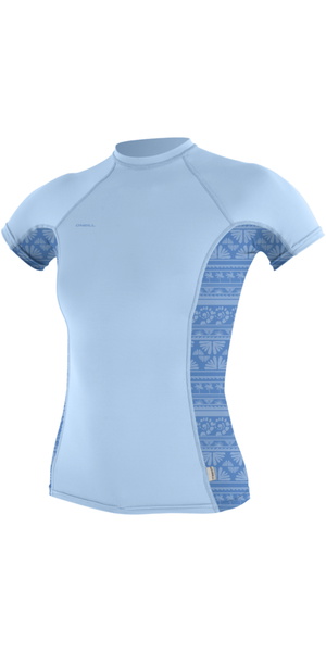2026 O'Neill Mujer Hyperfreak Skins Camiseta De Lycra De Manga Corta 5694 - Azul Cambray / Surf Abstract